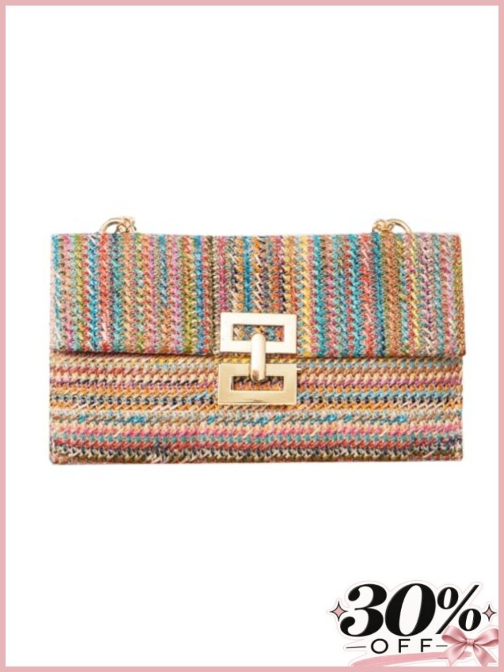 Elegant Woven Straw Clutch Purse Summer Beach Crossbody Evening Handbag